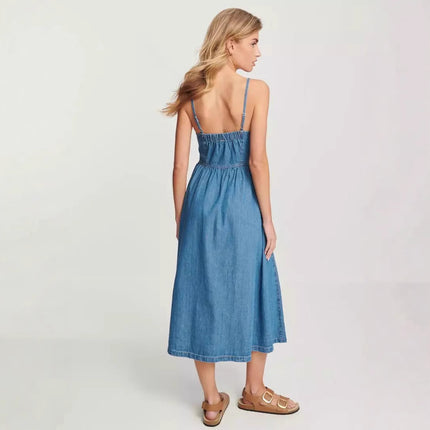 High Waist Denim Dress