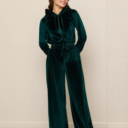 Zipper Cardigan Laced Pants Two-piece Set