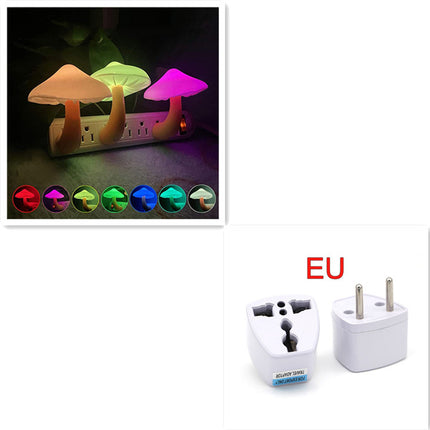 LED Night Light Mushroom Wall Socket Lamp Warm White Light-control Bedroom Light Home Decoration