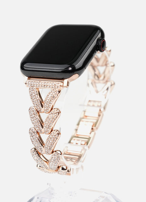 Diamond-Embedded Love V-Shaped Watch Band Compatible with Apple Watch