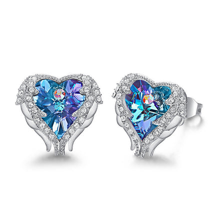 Austrian Crystal Ocean Heart Earrings