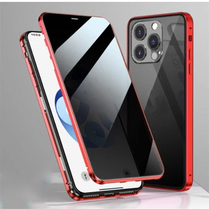 iPhone 13/14/15 Peep-Proof Magnetic Double-Sided Glass Case with Buckle