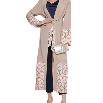 Spliced Lace Up Abaya