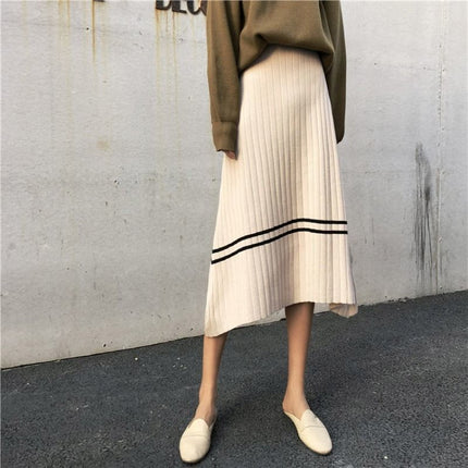 Wool Not Split Straight Knitted Skirt