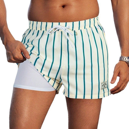 Light Green Stripes Beach Trunks
