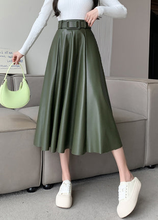 Leather A- Line High Waist Skirt