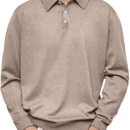 Long Sleeve V-neck Buttons Men's Casual Jacket Polo Shirt