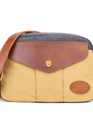 Color Blocked Retro Canvas Crossbody Bag