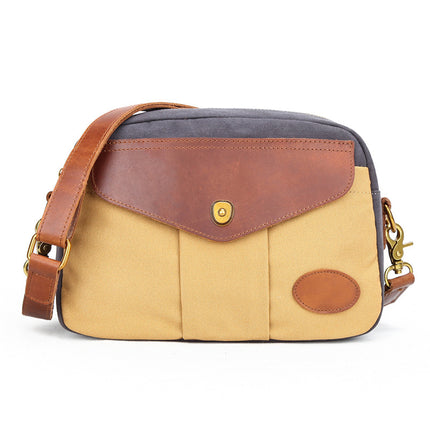 Color Blocked Retro Canvas Crossbody Bag