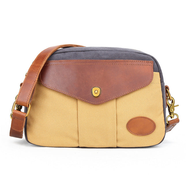 Color Blocked Retro Canvas Crossbody Bag