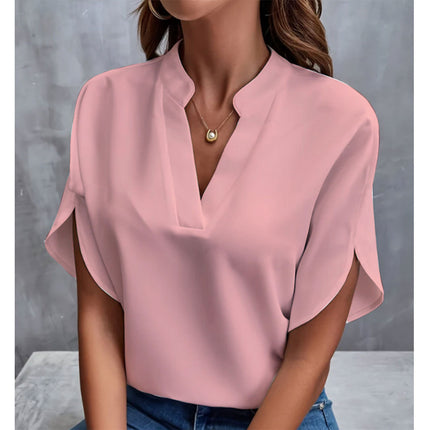 Summer V-neck Short-sleeved Chiffon Shirt