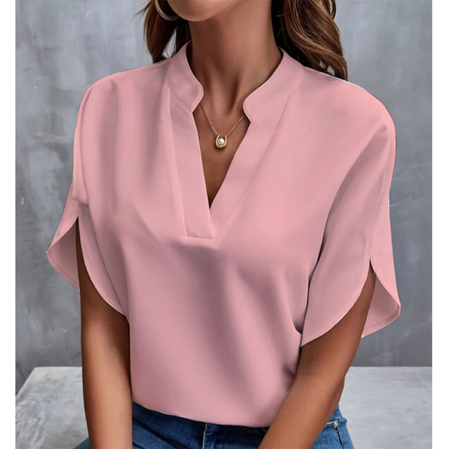 Summer V-neck Short-sleeved Chiffon Shirt