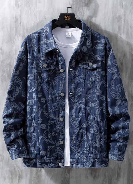Abrigo de hombre informal de moda con estampado jacquard, versátil y con personalidad en tendencia