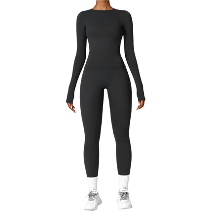 Tight-fitting Quick-drying Long Sleeve High Waist Leggings Set