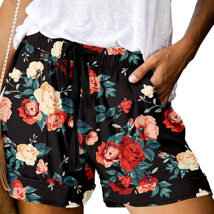 Printed High Waist Straight Shorts