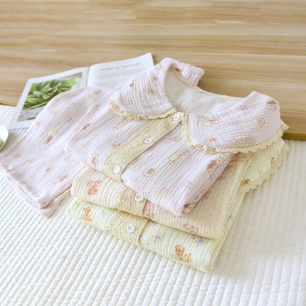 Casual Double-layer Cotton Yarn Pyjamas