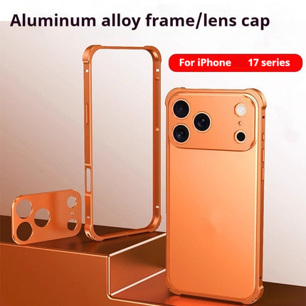 iPhone 17 Four-Corner Anti-Drop Metal Frame Case with Lens Cap