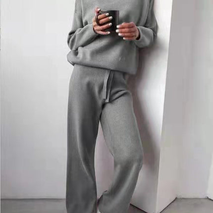 Turtleneck Sweater and Drawstring Straight Pants Set