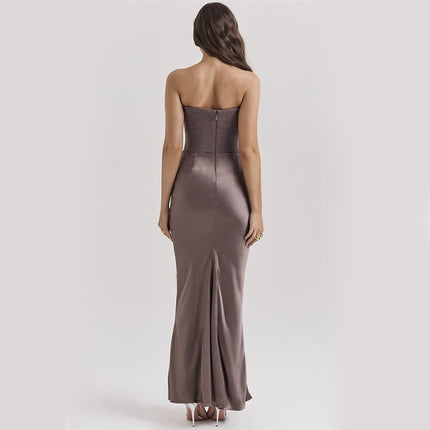 Slim Tube Top Long Bandeau Backless Party Dress