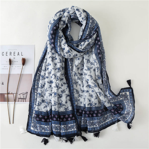 Japanese Style Artistic Cotton and Linen Scarf Bohemian Cashew