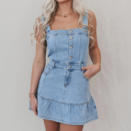 Suspenders Hot Girl Denim Dress