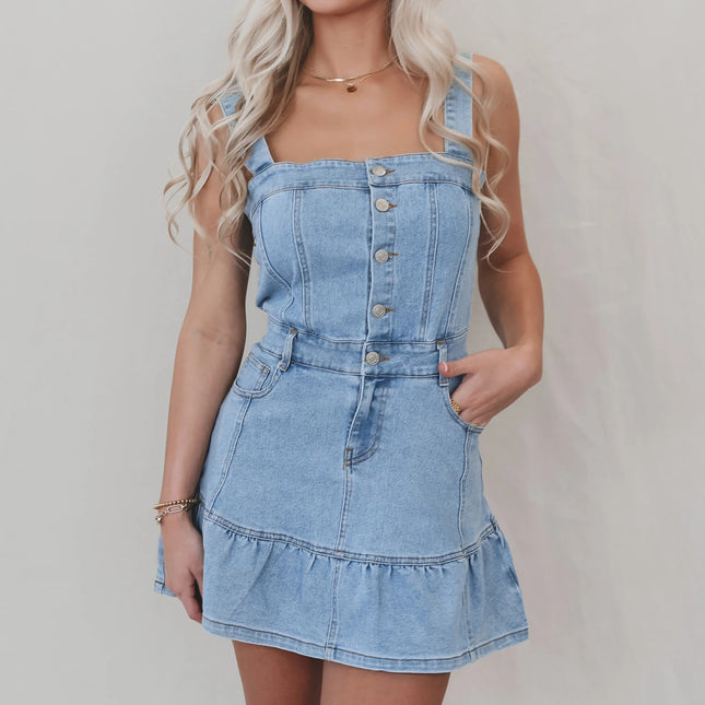 Suspenders Hot Girl Denim Dress