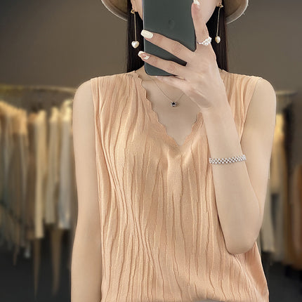 V-neck Ice Silk Camisole Sleeveless Top