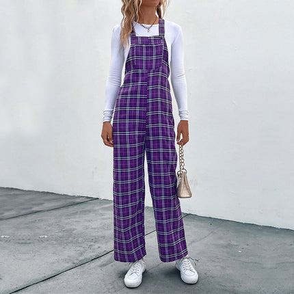 Plaid Straps Jumpsuit