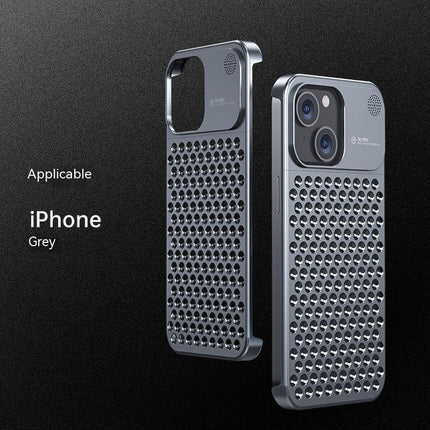 iPhone 12/13/14/15 Aluminium Alloy Hollow Heat Dissipation Shockproof Phone Case