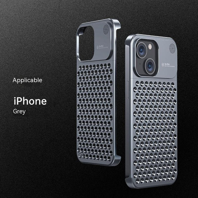iPhone 12/13/14/15 Aluminium Alloy Hollow Heat Dissipation Shockproof Phone Case