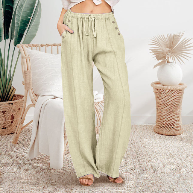 Loose Button Casual Wide-leg Trousers