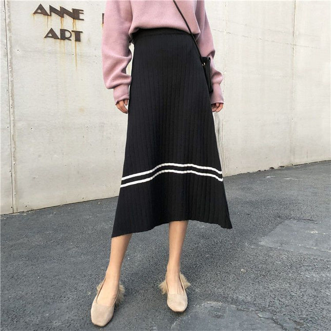 Wool Not Split Straight Knitted Skirt