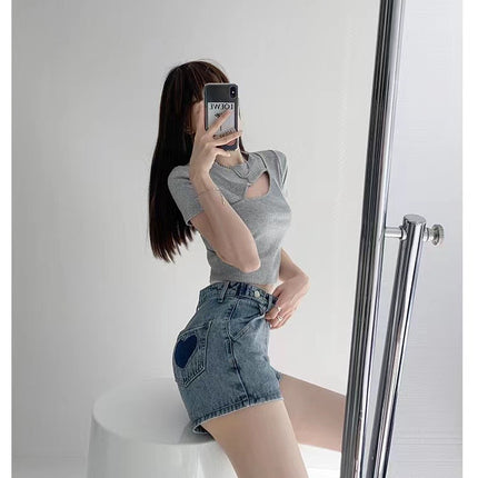 Retro Ins Street Love A-line Denim Shorts