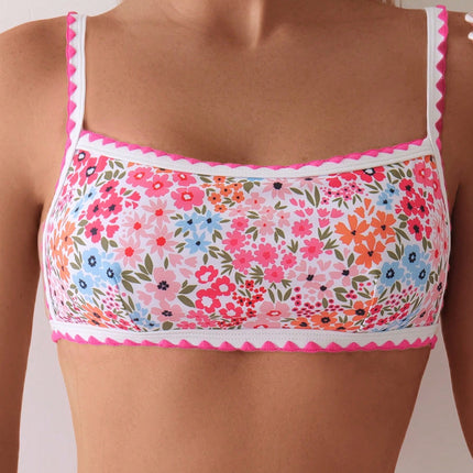 Printed Swimming Lace-up Split Bikini Suit