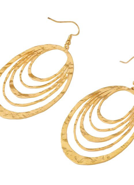 3 Layer Hollow Oval Stainless Steel Earrings
