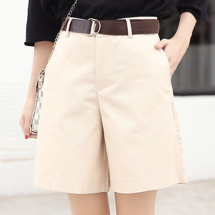 Cotton Straight High Waist Slimming Loose Casual Short