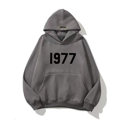 Fashion High Street Loose Fleece-lined 1977 Hoodies