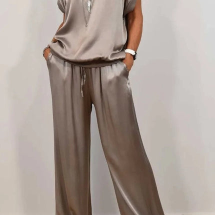 Loose Shirt Wide Leg Pants Casual Suit