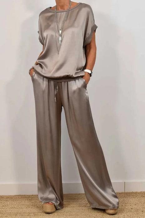 Camisa Holgada Pantalones de Pierna Ancha Traje Casual