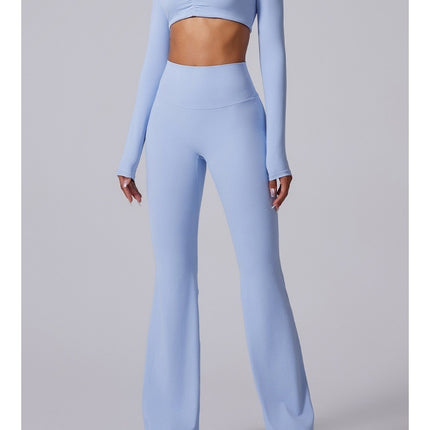 Autumn And Winter New Flared Pants Solid Color Sports Long-sleeve Suit