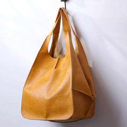 Simple Big Bag Soft Leather Shoulder Tote