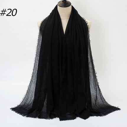 Pure Color Pleated Cotton Scarf Cotton And Linen Scarf