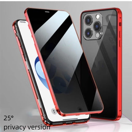 iPhone 13/14/15 Peep-Proof Magnetic Double-Sided Glass Case with Buckle