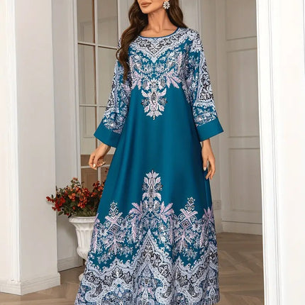 Kaftan Long Sleeved Round Neck with Bead Embellishment Dress