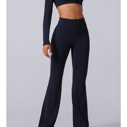 Autumn And Winter New Flared Pants Solid Color Sports Long-sleeve Suit