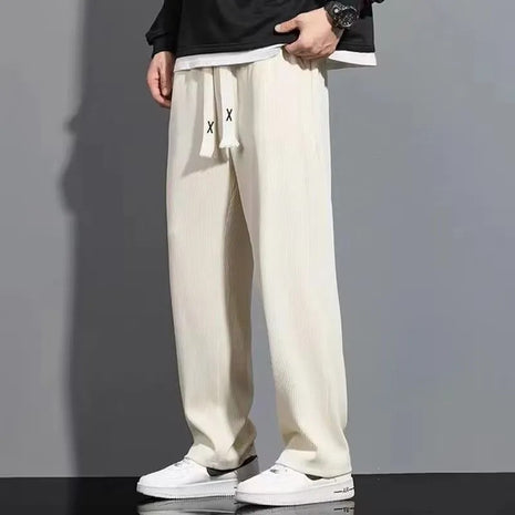薄手ゆったりストレートカジュアルパンツ
