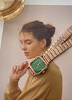 Rose Gold Strap Green Surface