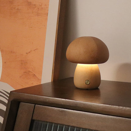 INS Wooden Cute Mushroom LED Night Light with Touch Switch
