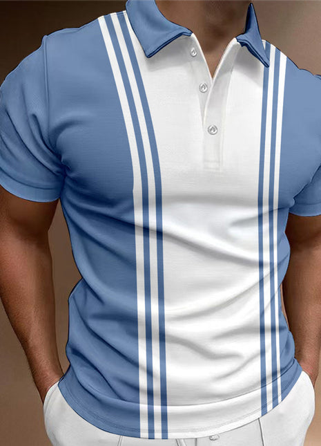 تيشيرت رجالي كاجوال بياقة وطباعة 3 أزرار