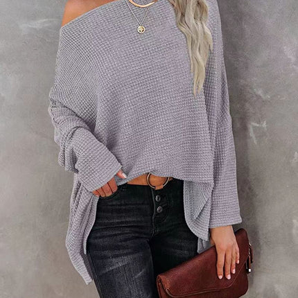 Casual Off-the-shoulder Batwing Long Sleeve Pullover Sweater